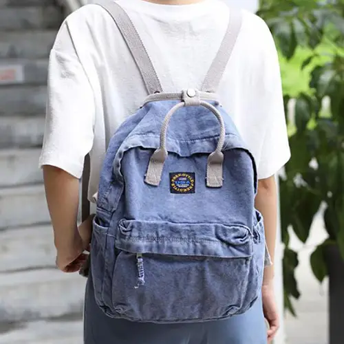  Vintage Denim Backpack with Compact and Lightweight Design